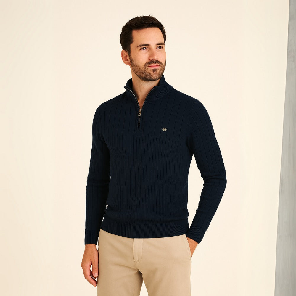 Sueter Masculino Gola Alta com Ziper Verri azul marinho