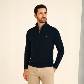 Sueter Masculino Gola Alta com Ziper Verri azul marinho