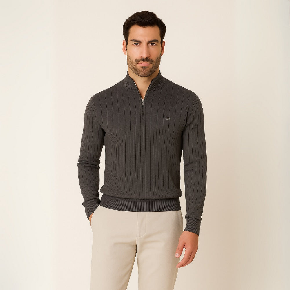Sueter Masculino Gola Alta com Ziper Verri cinza