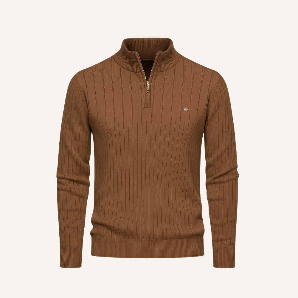 Suéter Masculino Gola Alta com Zíper Verri marrom
