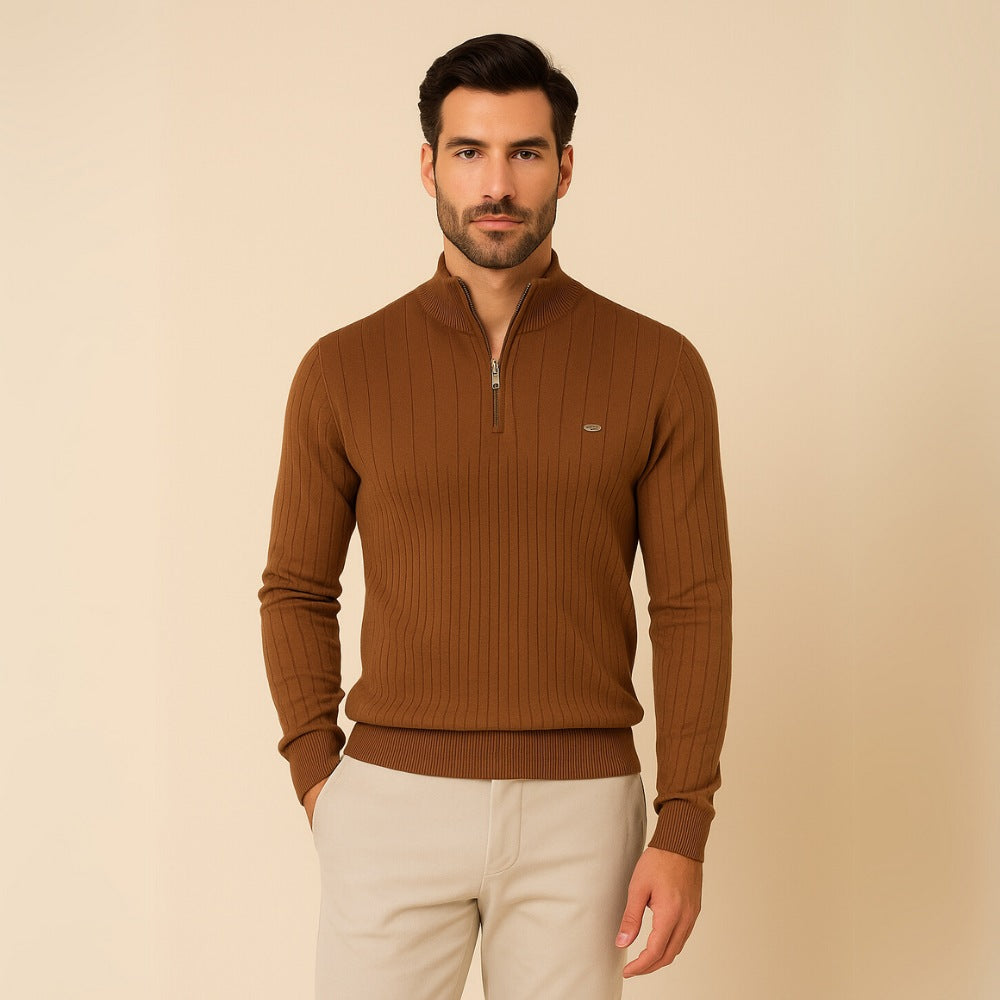 Sueter Masculino Gola Alta com Ziper Verri marrom