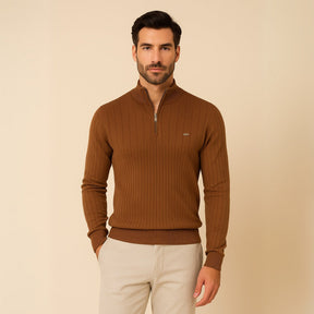 Sueter Masculino Gola Alta com Ziper Verri marrom