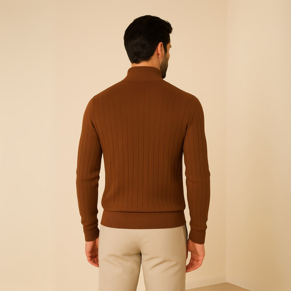Sueter Masculino Gola Alta com Ziper Verri marrom