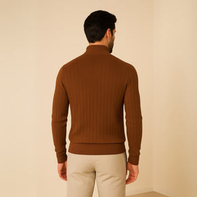 Sueter Masculino Gola Alta com Ziper Verri marrom
