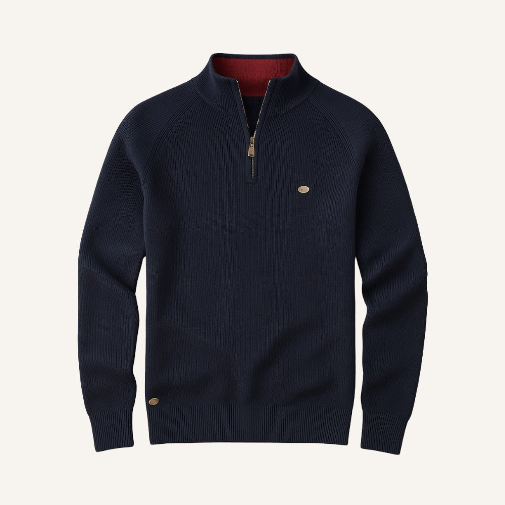Suéter Masculino Meio Zíper Pesson Signature Azul Marinho