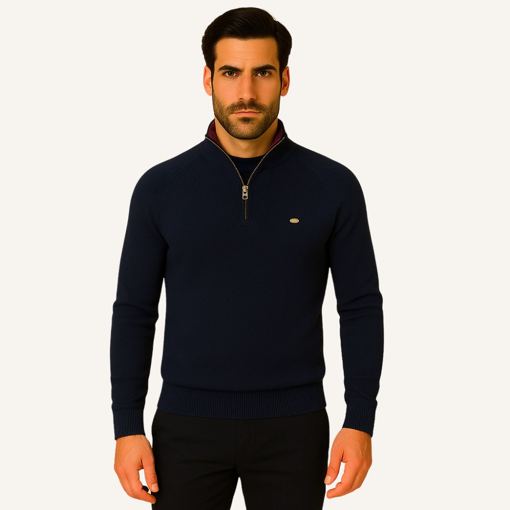 Suéter Masculino Meio Zíper Pesson Signature Azul Marinho