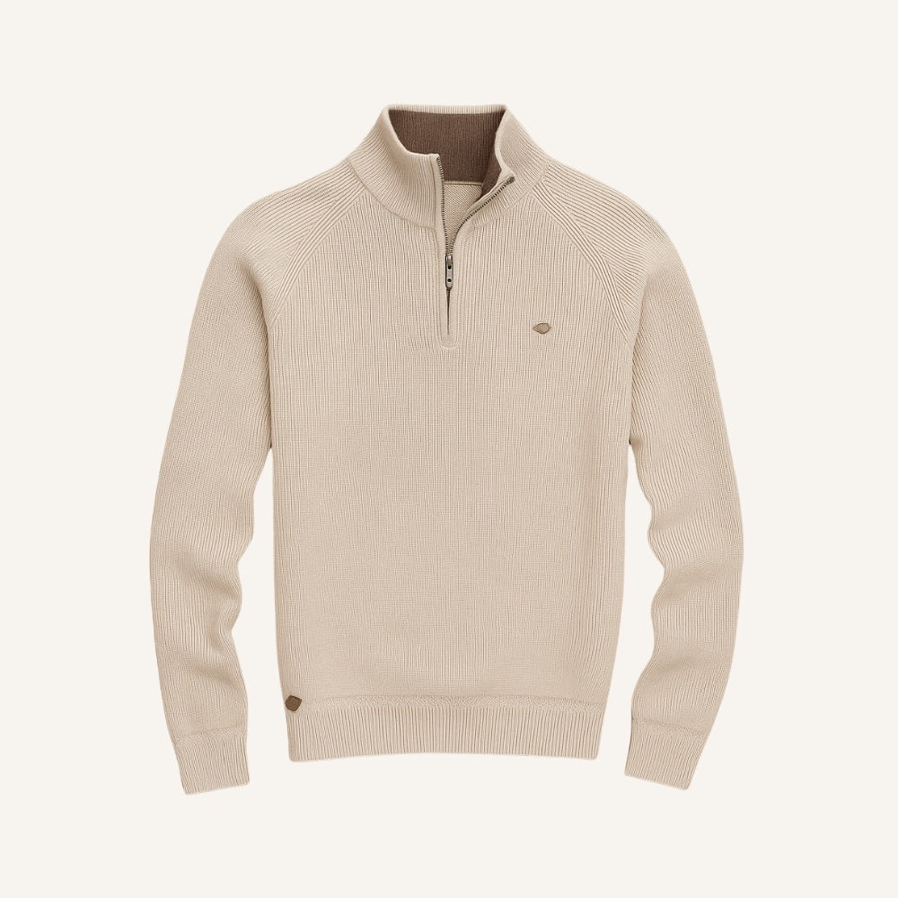 Suéter Masculino Meio Zíper Pesson Signature Bege