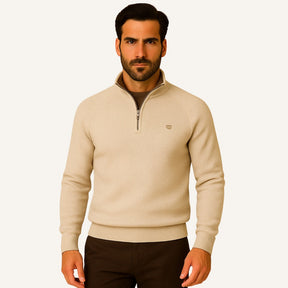 Suéter Masculino Meio Zíper Pesson Signature Bege