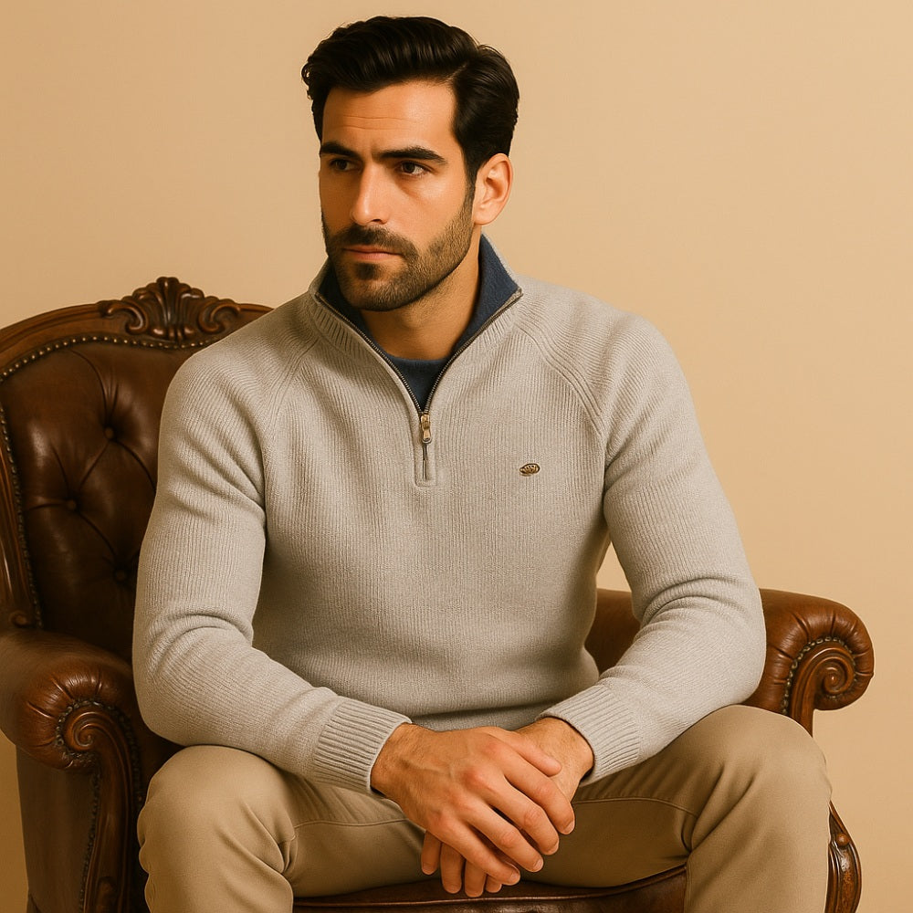 Suéter Masculino Meio Zíper Pesson Signature Cinza