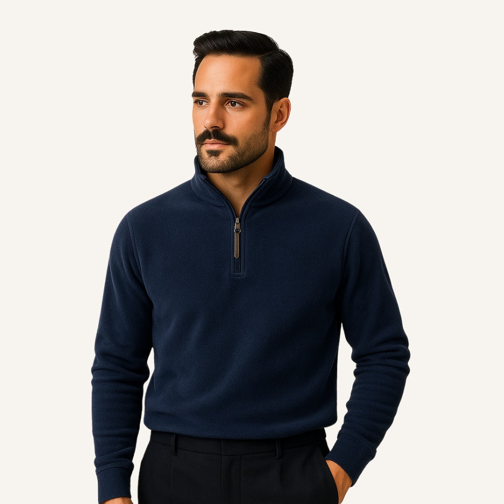 Suéter Masculino Meio Zíper Piemonte Cinza Claro