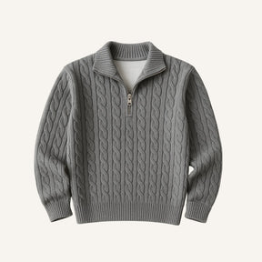 Sueter Masculino de Trico Gola Alta Meio Ziper Fontaine cinza