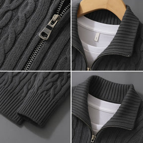 Sueter Masculino de Trico Gola Alta Meio Ziper Fontaine preto
