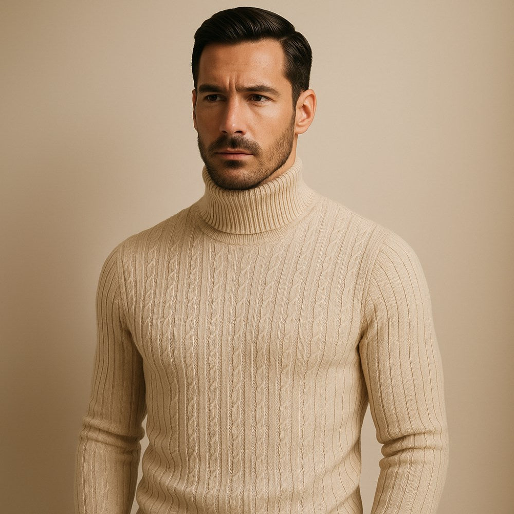 Sueter Pulover Masculino de Gola Alta Rizzo bege