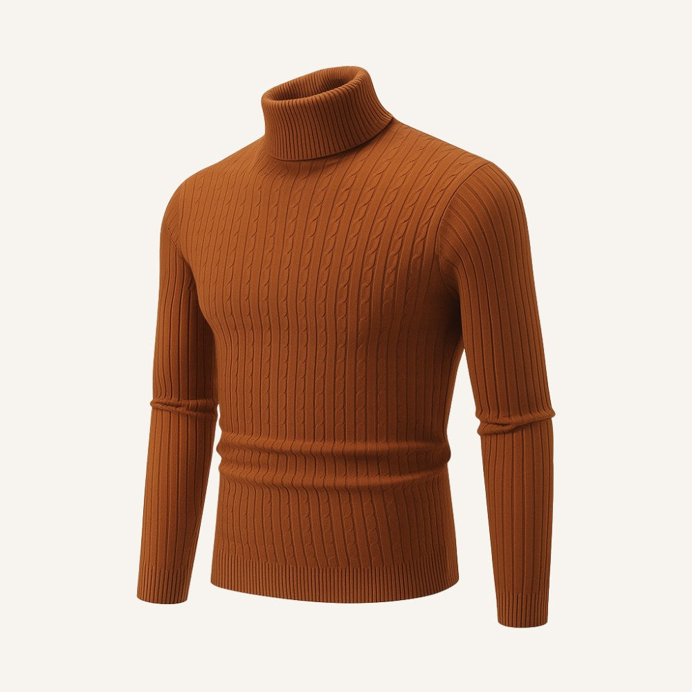 Sueter Pulover Masculino de Gola Alta Rizzo marrom