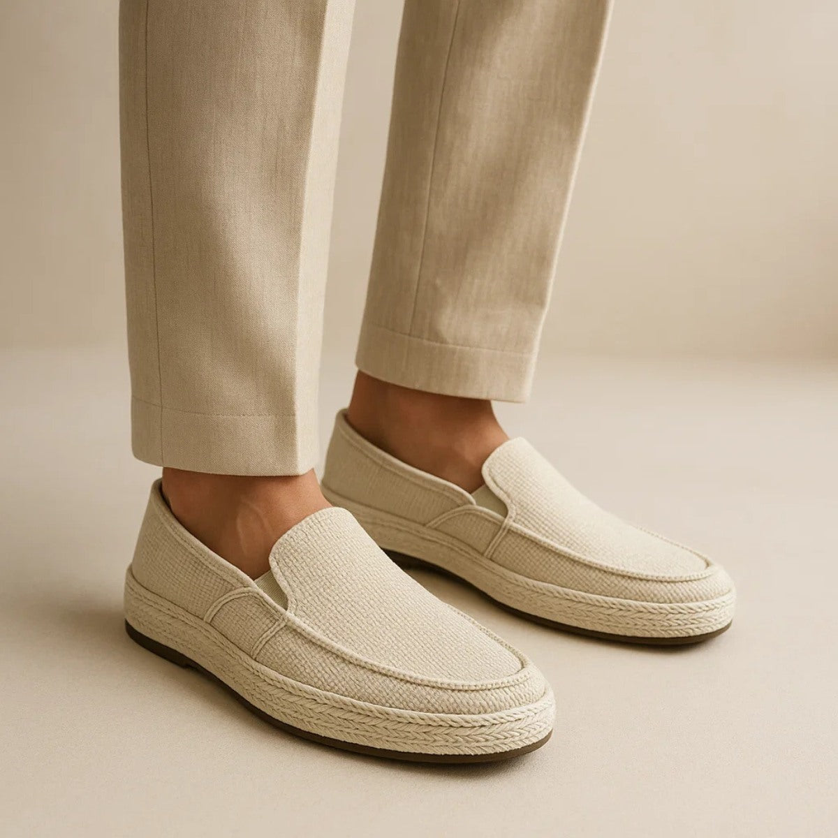 Tenis loafer Tramado Slip On Masculino Nattuli bege