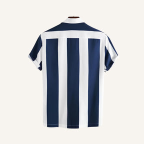Traseira Camisa Masculina Listrada Azul Verza