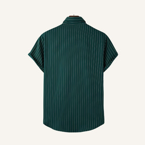 Traseira Camisa Masculina Listrada Old Money Verde Nautic