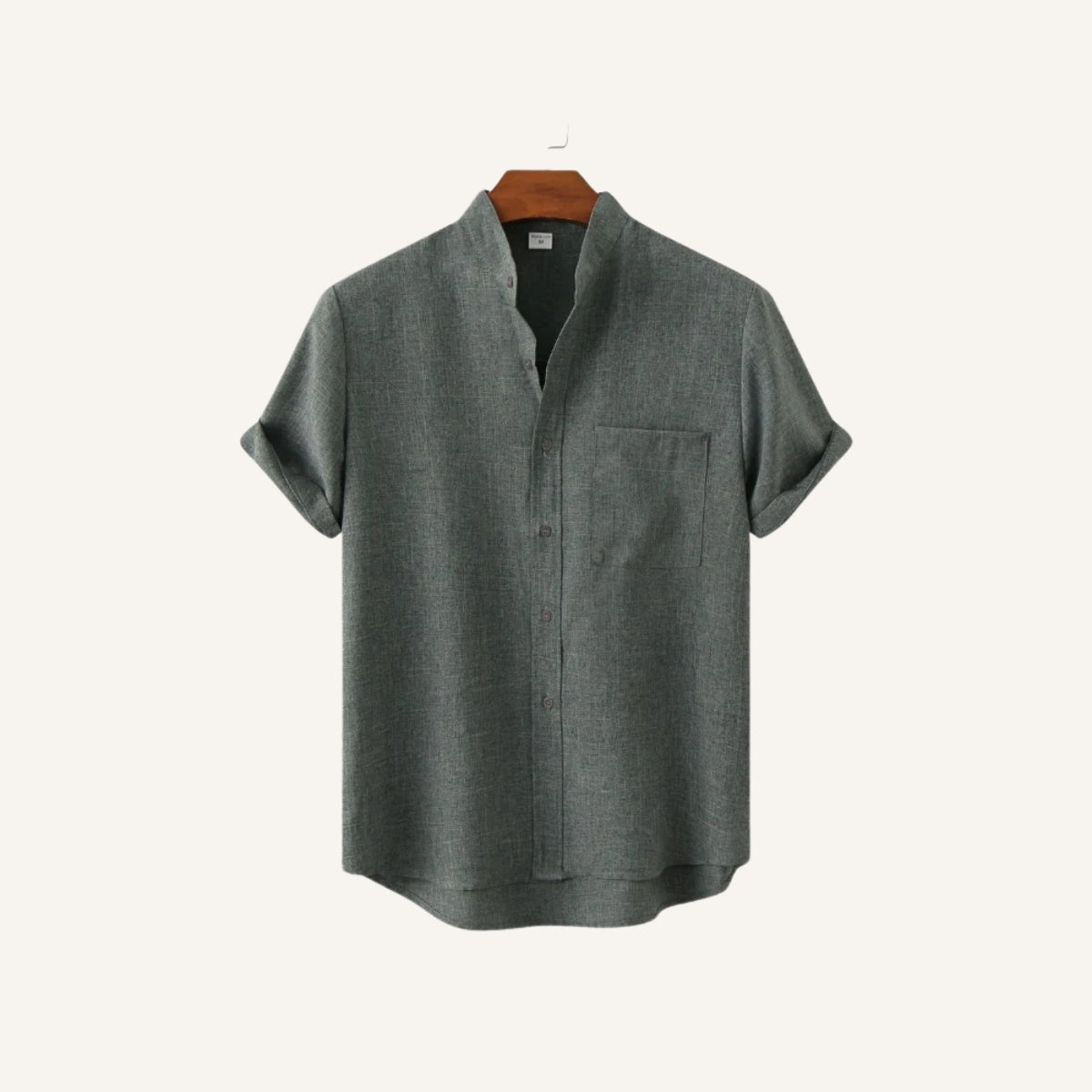 Camisa lisa de linho Beaumont com bolso frontal Cinza