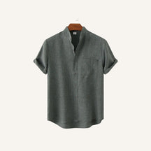Camisa lisa de linho Beaumont com bolso frontal Cinza