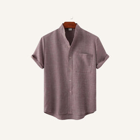 Camisa lisa de linho Beaumont com bolso frontal roxo