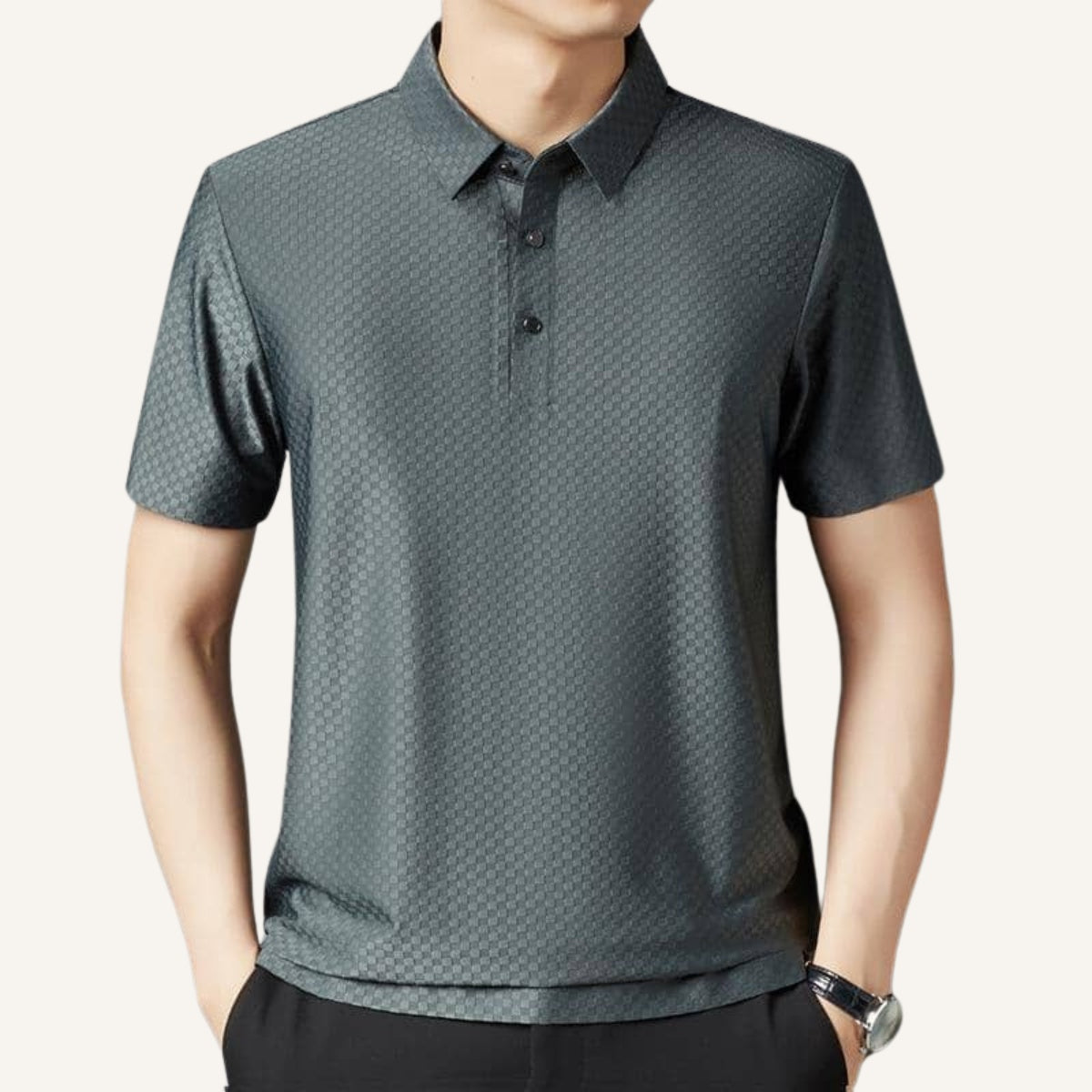 camisa polo nylon masculina hilton cinza