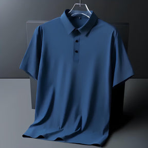 Camisa Polo Masculina Seda Gelo - Anti Amassado azul