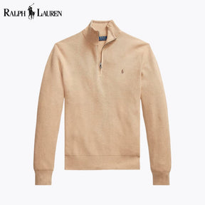 RL Mesh-Knit Cotton Quarter-Zip Sweater