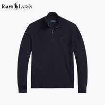 RL Mesh-Knit Cotton Quarter-Zip Sweater