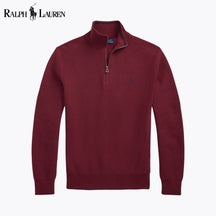 RL Mesh-Knit Cotton Quarter-Zip Sweater